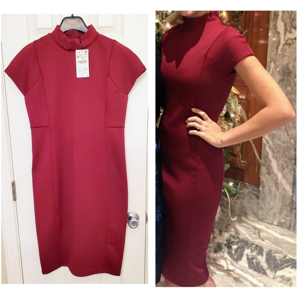 ZARA - Mock Neck Sheath Dress